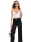 Spring and summer new European heavy industry embroidery nail bead hollow fashion personality elastic straight leg wide leg pants