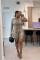 Women's snake patterned round neck short sleeved shorts two-piece set, high elasticity casual nightclub style for women