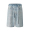 Women's loose denim 5-point pants with full rhinestone hot stamping and additional waistband, available for immediate payment