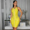 Fashionable and sexy backless hanging neck hot diamond nightclub women's dress