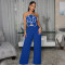 lower sexy strapless short top paired with solid color wide leg pants two-piece set for foreign