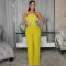 lower sexy strapless short top paired with solid color wide leg pants two-piece set for foreign