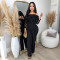 New women's waist belt slim fit sexy jumpsuit one shoulder long sleeved shirt