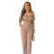 New Solid Color Ear Edge Off Shoulder Top with Elastic Waist Pants Women's Two Piece Set