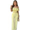 New Solid Color Ear Edge Off Shoulder Top with Elastic Waist Pants Women's Two Piece Set