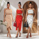 Sexy camisole top paired with irregular half skirt, European and American fashion patchwork skirt set