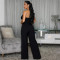 lower sexy strapless short top paired with solid color wide leg pants two-piece set for foreign