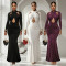 New slim fit long sleeved hip hugging dress, sexy chest hugging dress, slimming evening gown