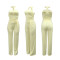 Fashion women's solid color suspender pants set with high waist and wide legs, casual temperament new style