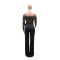 New women's waist belt slim fit sexy jumpsuit one shoulder long sleeved shirt