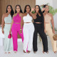 Women's pants two-piece set cross-border women's clothing Amazon hot selling solid color pants strap set