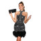 Banquet evening gown scarf sexy nail bead sleeveless strapless feather wrapped skirt