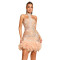Banquet evening gown scarf sexy nail bead sleeveless strapless feather wrapped skirt