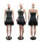 Banquet evening gown scarf sexy nail bead sleeveless strapless feather wrapped skirt