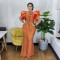 Fashionable round neck short sleeved slim fit long party dress, tight fitting women's bag hip skirt