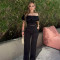 New Solid Color Ear Edge Off Shoulder Top with Elastic Waist Pants Women's Two Piece Set