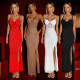 Sexy suspender high slit hot stamping diamond evening dress slim fit fashionable foreign trade women's clothing