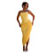 Fashionable women's sexy off shoulder strapless pleated hip hugging dress