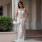 Fashionable women's sexy see through lace shoulder strap wrapped hip dress