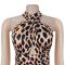Fashion women's spotted tiger print hanging neck wide leg jumpsuit