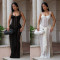Fashionable women's sexy see through lace shoulder strap wrapped hip dress