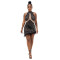 Fashionable women's sexy mesh, rhinestone hot stamping, bubble bead wrapped buttocks dress
