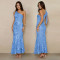 New Women's Summer Elegant Jacquard Cross Shoulder Banquet Dress