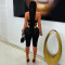 Fashionable women's sexy off shoulder bubble bead hanging neck solid color jumpsuit
