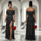 New women's polka dot split banquet vacation bag hip dress