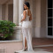 Fashionable women's sexy see through lace shoulder strap wrapped hip dress