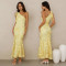 New Women's Summer Elegant Jacquard Cross Shoulder Banquet Dress