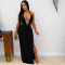 Fashionable women's sexy deep V-neck hanging banquet hip hugging dress