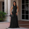 Fashionable women's dress with elegant temperament, solid color round neck sleeveless dress