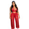 Fashionable women's fashion trend chicken eye loose straight leg wide leg pants set