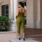 Fashionable women's sexy slim fit strapless solid color hip hugging jumpsuit