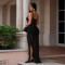 Fashionable women's sexy see through lace shoulder strap wrapped hip dress
