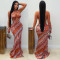 New women's casual printed ripple dress, women's summer long dress