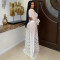 Fashionable women's sexy mesh lace deep V-slit dress