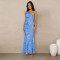 New Women's Summer Elegant Jacquard Cross Shoulder Banquet Dress