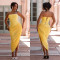 Fashionable women's sexy off shoulder strapless pleated hip hugging dress