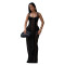 Fashionable women's sexy see through lace shoulder strap wrapped hip dress