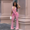 Fashionable women's sexy backless solid color hip hugging slim fit jumpsuit