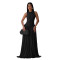 Fashionable women's dress with elegant temperament, solid color round neck sleeveless dress