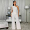 2026 new women's casual solid color sloping shoulder top and pants two-piece set