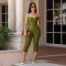 Fashionable women's sexy slim fit strapless solid color hip hugging jumpsuit