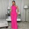 2026 new women's casual solid color sloping shoulder top and pants two-piece set