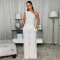 2026 new women's casual solid color sloping shoulder top and pants two-piece set