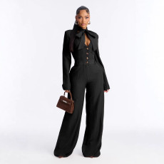 Women's Fashion Elegance Individuality Wide-leg Pants Bodysuit