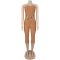 Fashionable women's sexy slim fit strapless solid color hip hugging jumpsuit