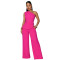 2026 new women's casual solid color sloping shoulder top and pants two-piece set